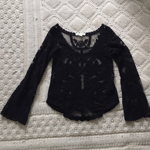 Black Long Sleeve Lace Shirt - Picture 1 of 6